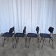 Set of 4 Vintage Stol Kamnik School Chairs Blue Upholstered Retro Dining Ch