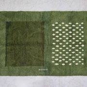 Traditional handwoven green Moroccan wool rug