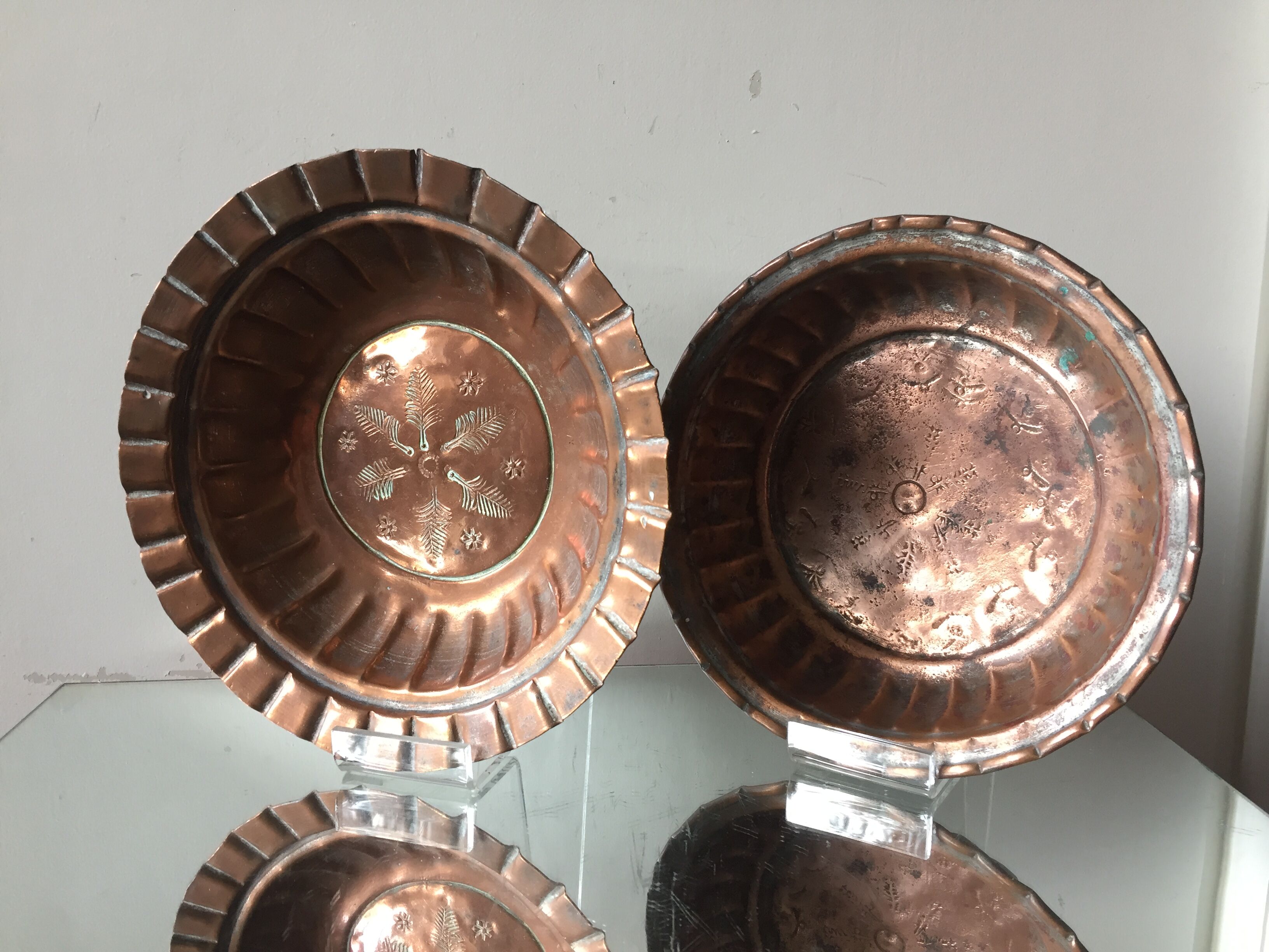 2 Ottoman  antique  plates bowls copper tin coated