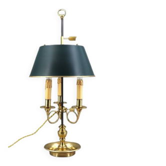 Bouillotte Lamp with Three Hunting Horns, Directoire Style, in Gilt Bronze