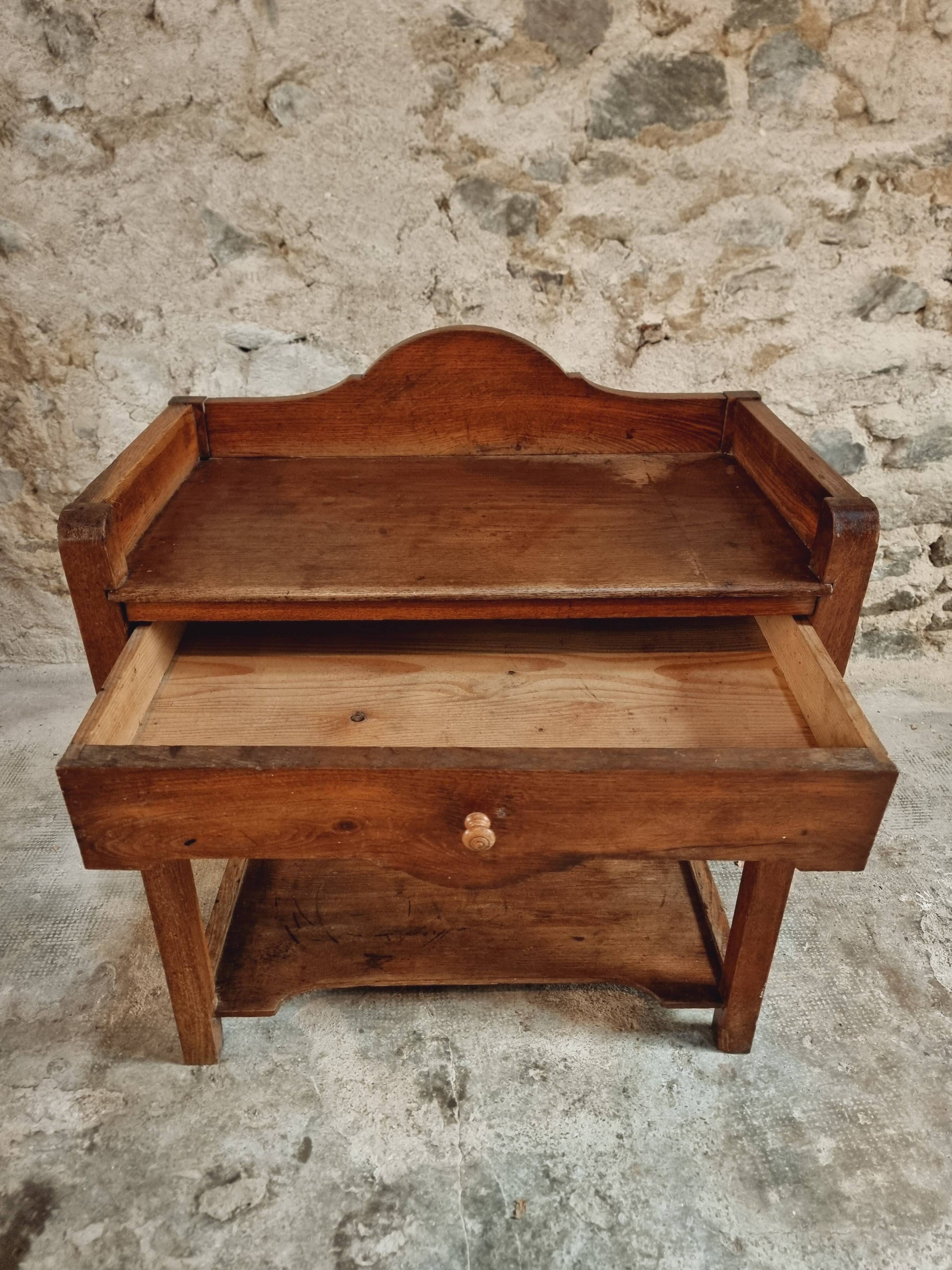 Antique Oak Washbasin Console – 1900-1920