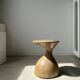 Solid wood side table (monoxyl) organic shape natural color