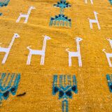 Tapis traditionnel à motifs gazelles fait main en pure laine
