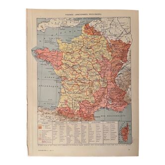 Old France map (former provinces) - 1930