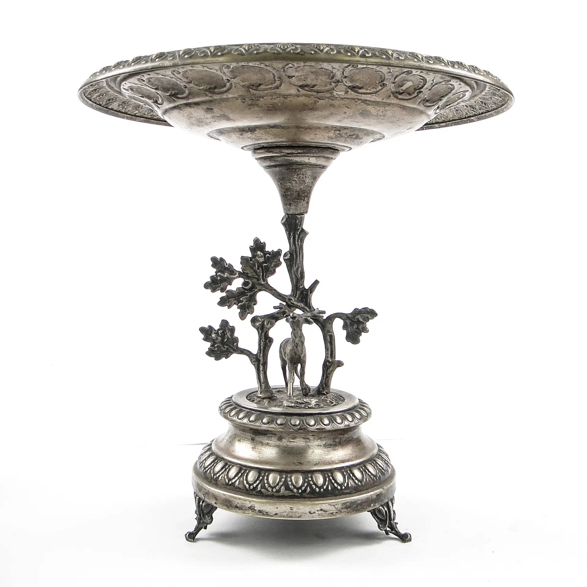 Figural eclectic fruit bowl, silver-plated brass, Poland, 19th century