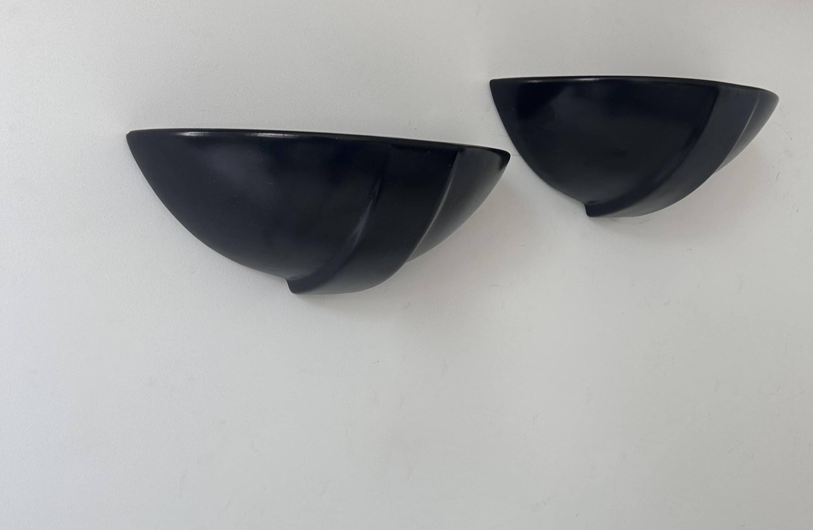 Pair of vintage wall lights, black porcelain, France 1970