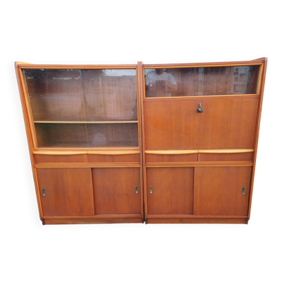 Meubles vitrine des années 50 bois et vitres