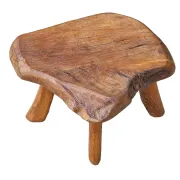 Mid-century hand-carved oak stool with natural edge – 1950s