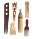 Set de 6 peignes ethniques en bois années 70