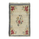 Vintage Hand-Knotted Turkish Tulu Rug with Floral Design in Cream, Gray and Red