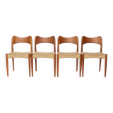 Ensemble de 4 chaises de salle à manger danoises par Arne Hovmand-Olsen pour Mogens Kold, années 1960.