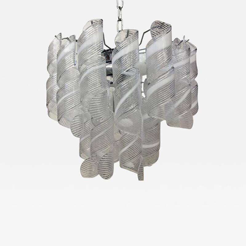 Murano Glass Chandelier "Virgola" Made in Italy Venini Style