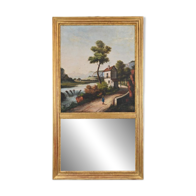 Miroir trumeau en bois doré, style Louis XVI – 1900