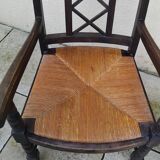 Pair of vintage straw seat armchairs from the 30s/40s.