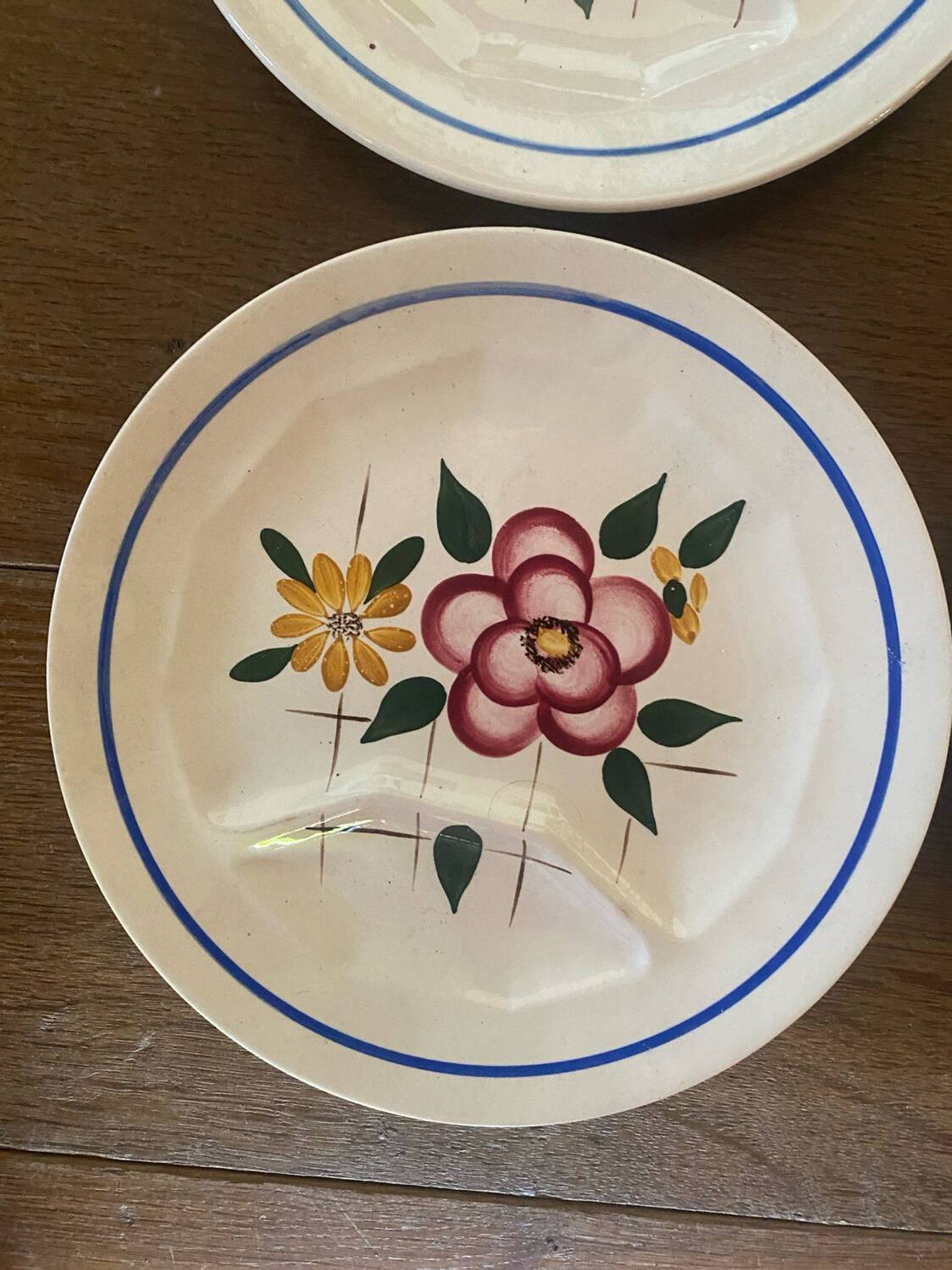 6 assiettes plates à compartiments Digoin Sarreguemines
