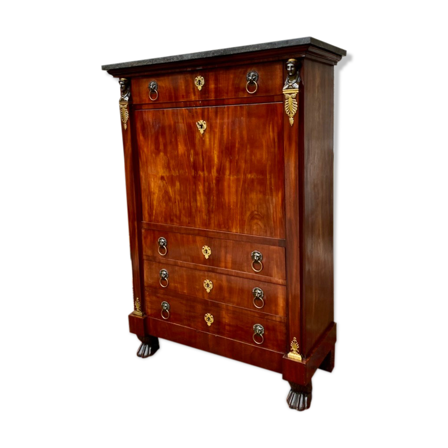 Secretary in mahogany period empire stamped pierre benoît marcion early nineteenth century
