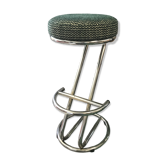 Tabouret de bar pied inox vintage annees 80 couleur verte