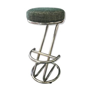 Vintage 80s green metal bar stool.