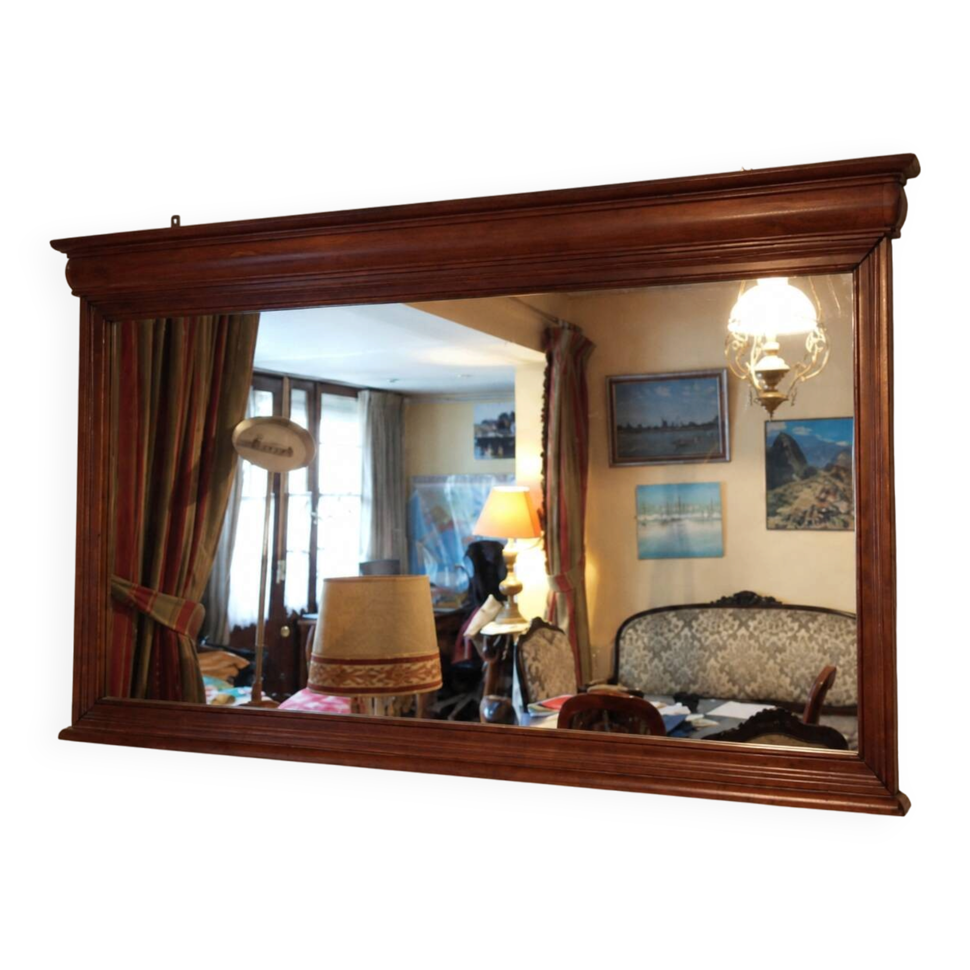 Large wall mirror in Louis-Philippe style made of solid wood.