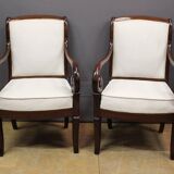 Pair Of Louis Philippe Period Armchairs With Mahogany Crosses XIX