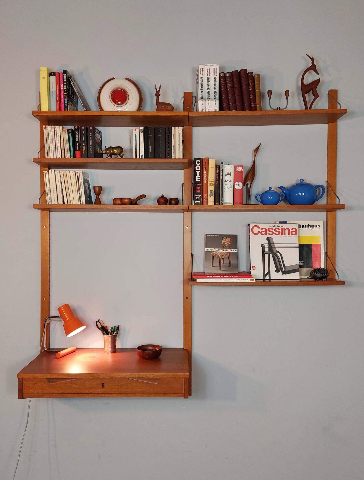 Rival Scandinavian shelves & wall secretary by Kjell Riise, 1960s