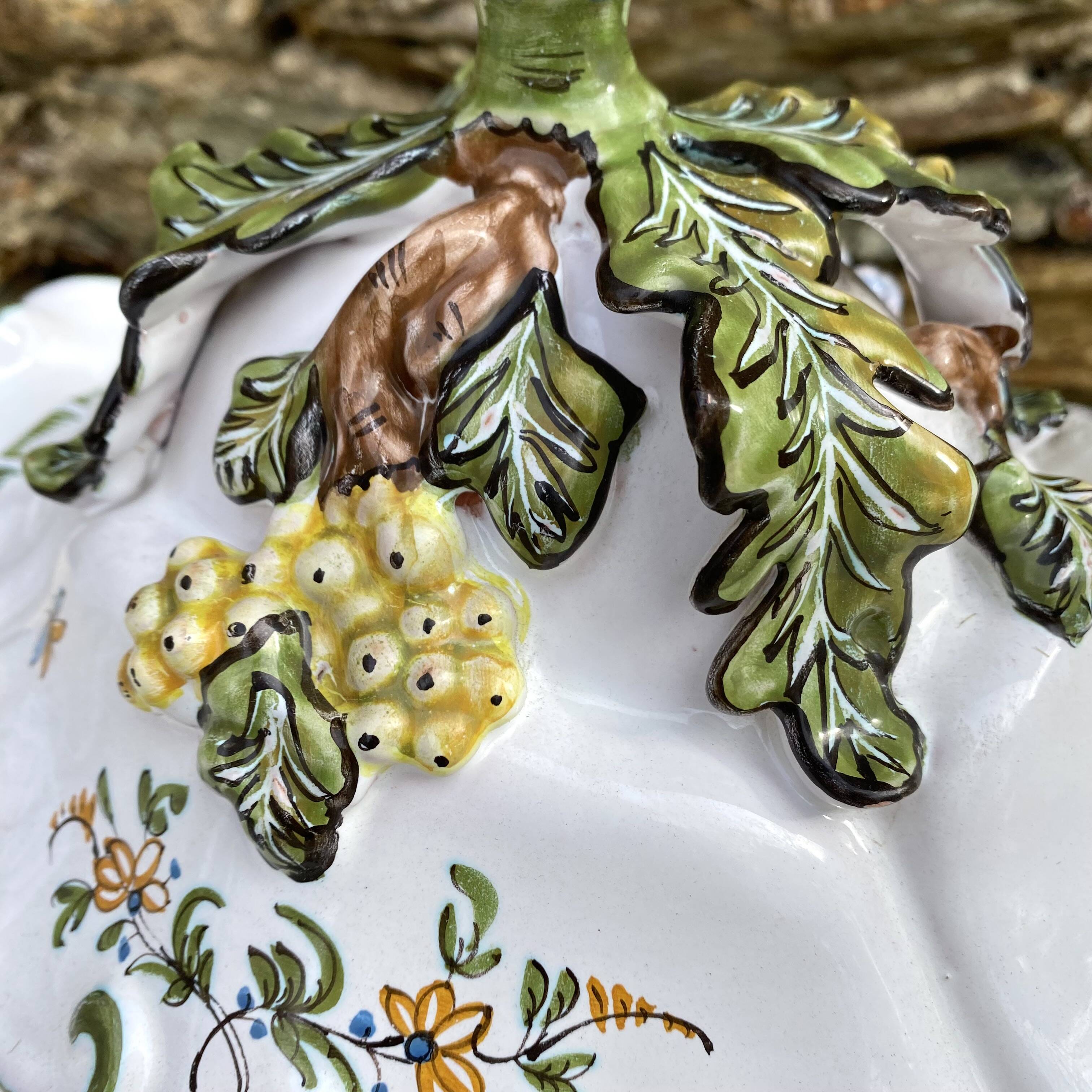 Hand-decorated earthenware soup tureen, Lallier Pottery