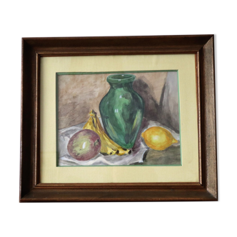 Watercolor still life with fruits