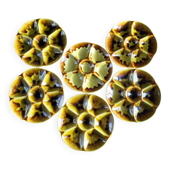 Set of 6 Gien oyster or shellfish plates