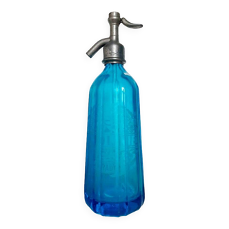 Bright blue seltzer water siphon A. Molinie Ste Livrade s/ Lot 1936