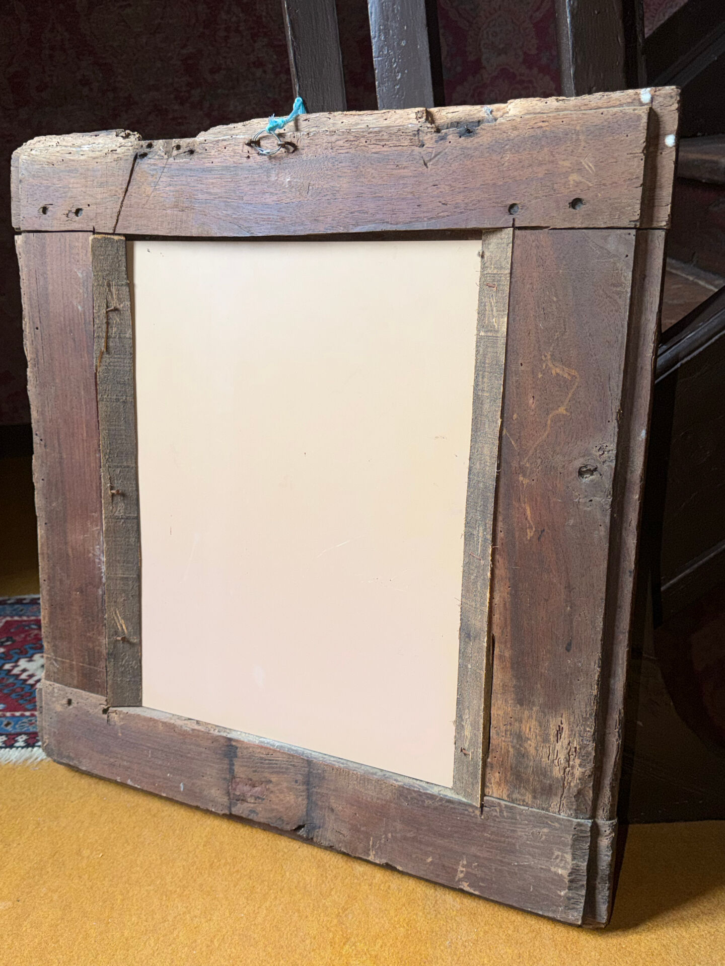 Antique wooden mirror – moulded and carved frame