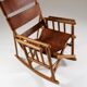 American rocking chair in wood and leather, 1960s