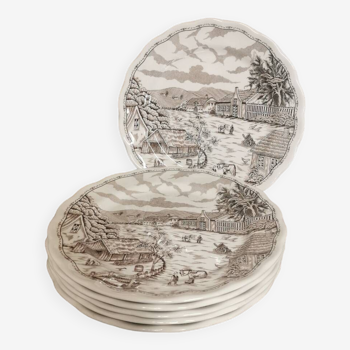 6 English Landscape plates