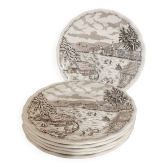 6 English Landscape plates