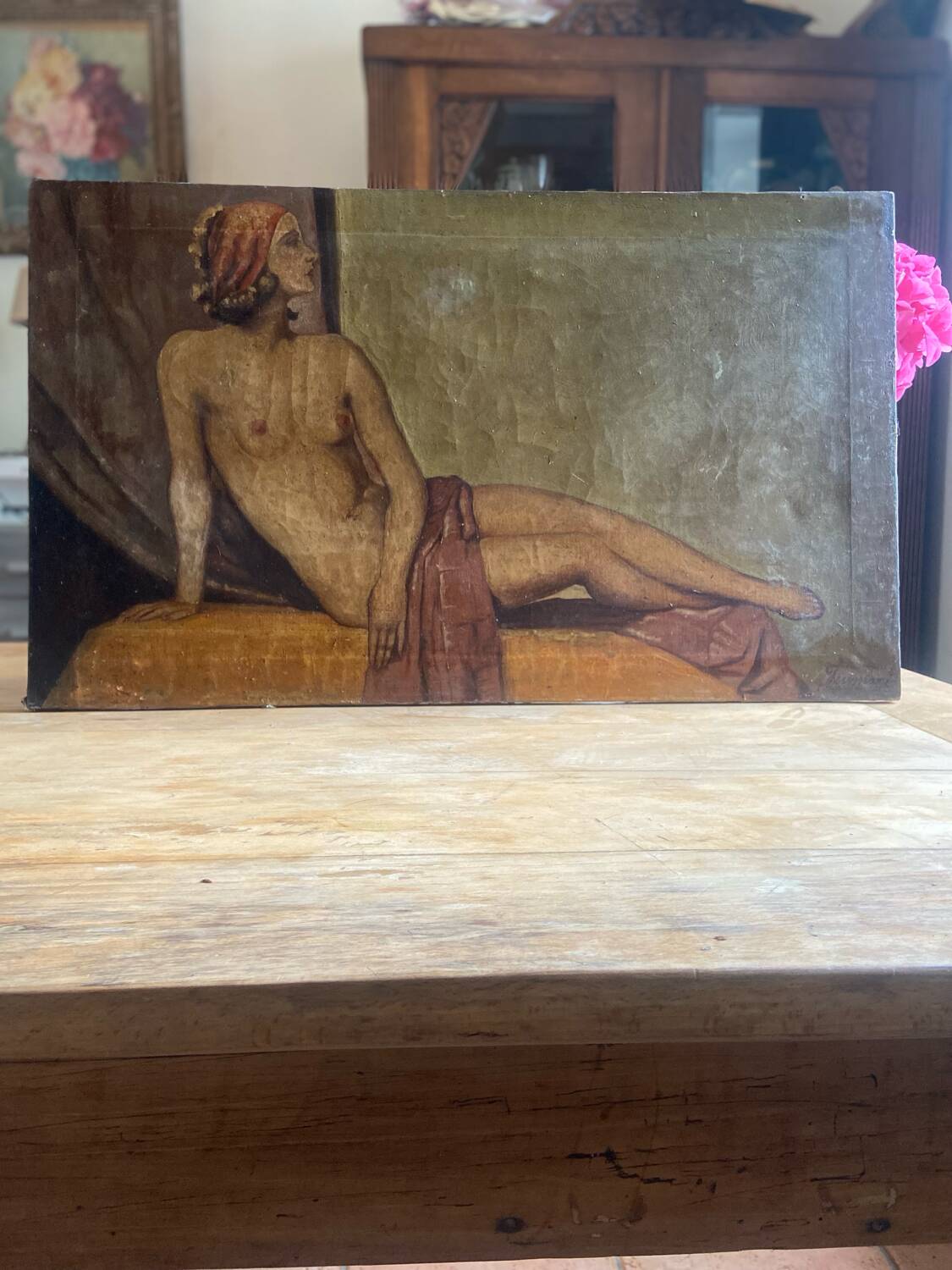 Old painting Female nude Art Deco period