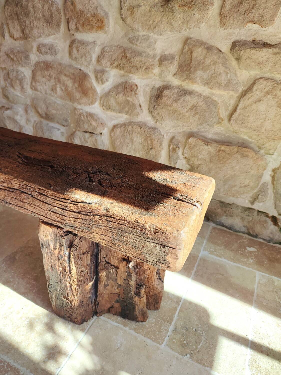 Century-old solid oak bench