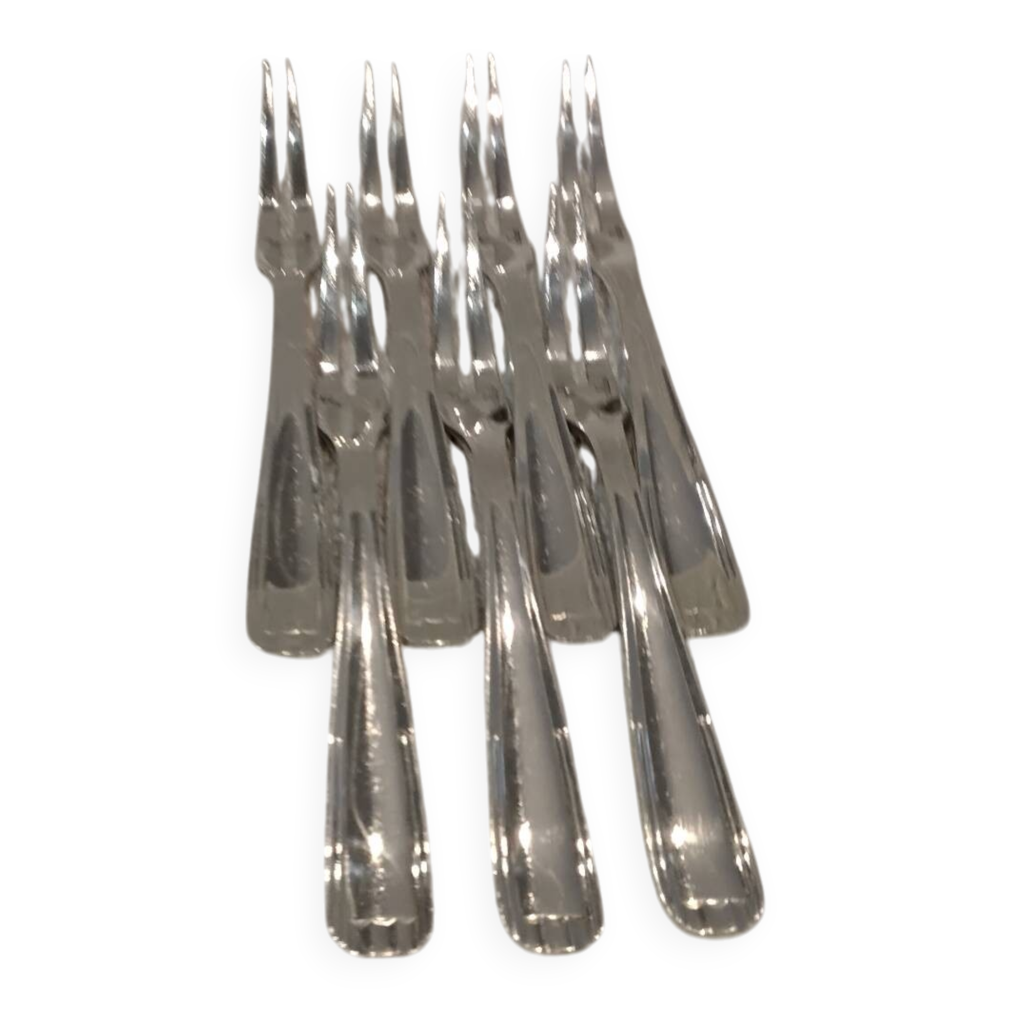 7 silver-plated metal snail forks by silversmith Alfenide, Paris pattern