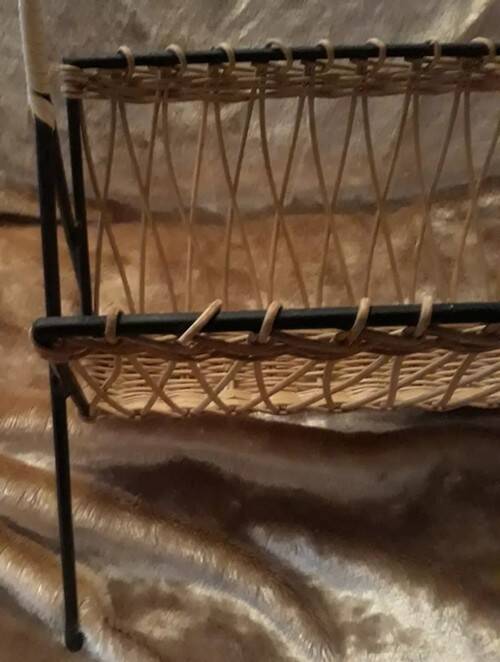 1970s rattan magazine rack