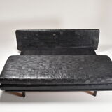 Convertible leather patchwork sofa