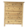 Commode scandinave vintage en bois massif avec 6 tiroirs 108x50x