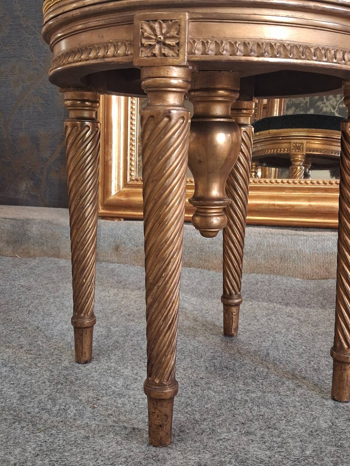 Golden wooden piano stool