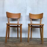 Pair of wooden chairs bistrot