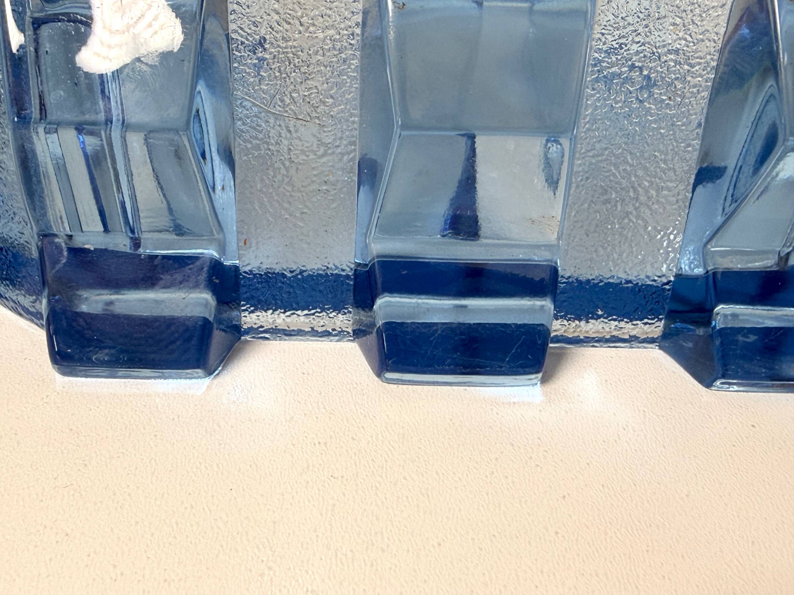 Bol en verre bleu Art Déco / pièce maîtresse par Rudolf Schrötter - Inwald, Pologne