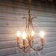Old 4-light cage chandelier with crystal pendants
