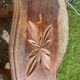 Bench in carved and varnished wood, mountain chalet decoration, old