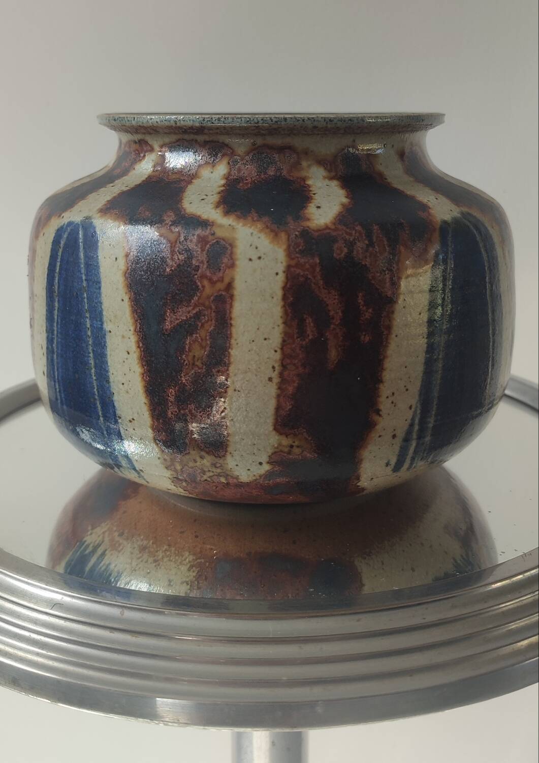 Pyrite Stone Round Vase signed