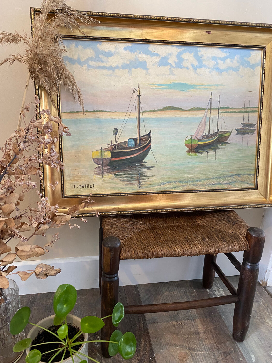Marine painting, the 5 boats