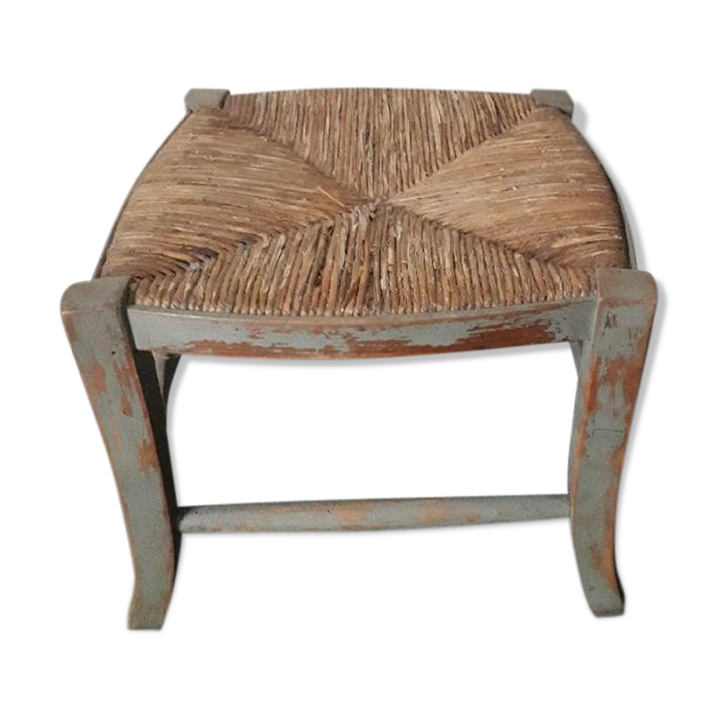 Wooden with braided straw stool