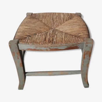 Wooden with braided straw stool