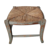 Wooden with braided straw stool
