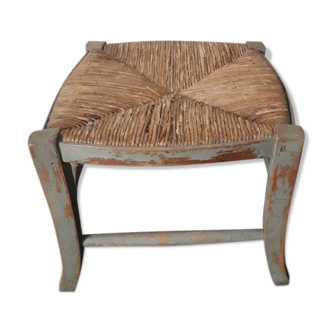 Wooden with braided straw stool